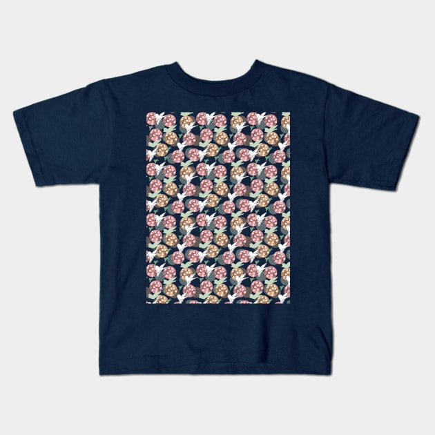 Geometric Nature Animal and Floral Pattern Art Kids T-Shirt by FlinArt